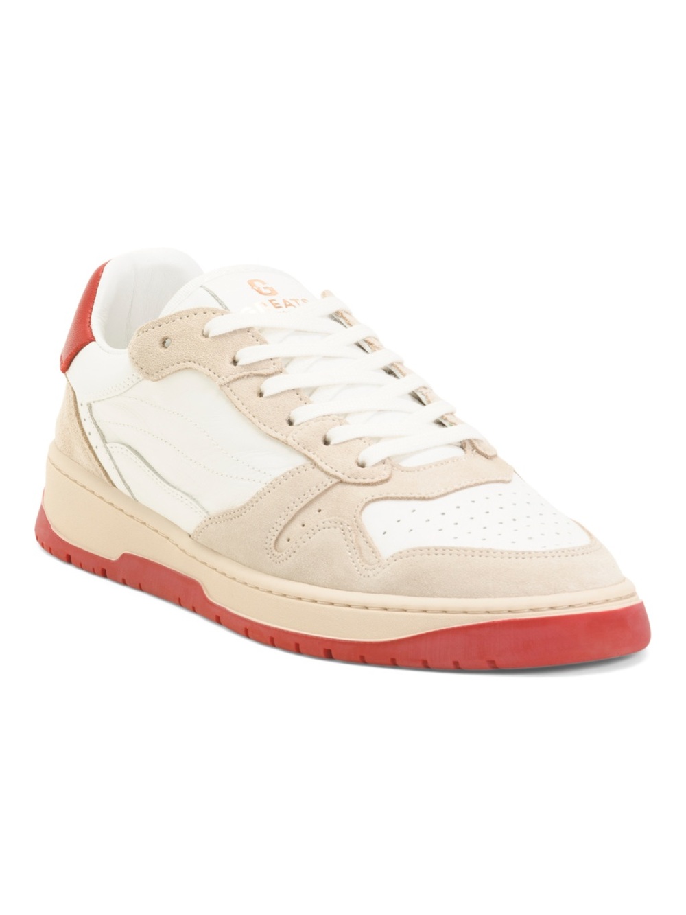 Greats Brighten Sneaker leather and suede beige with red sole